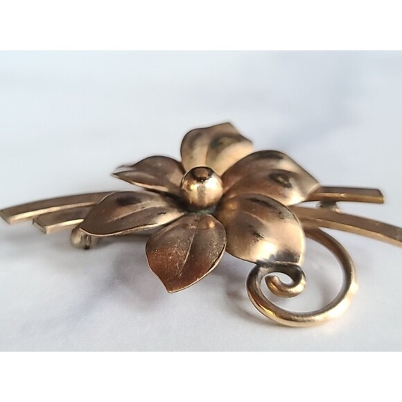 Vintage 12K GF Flower Shaped Brooch - Picture 5 of 10